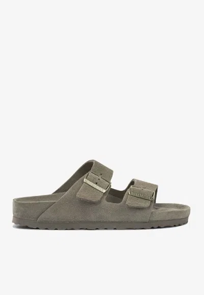 Birkenstock Arizona Suede Leather Sandals In Gray