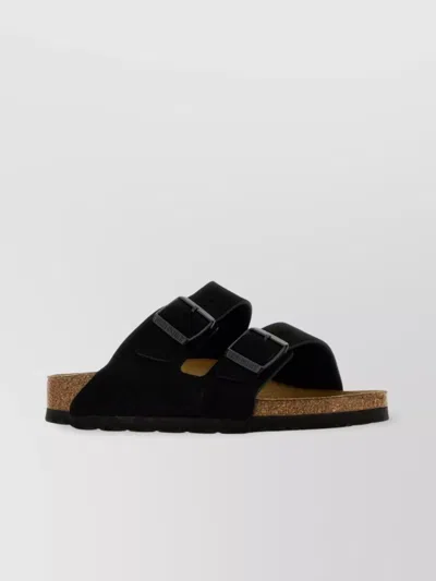 Birkenstock Arizona Suede Leather Slippers In Black