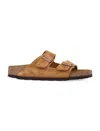 Birkenstock Suede Calf Open Toe Flat Sandals In Mink