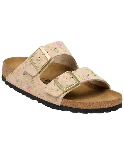 Birkenstock Arizona Flowers Sandcastle Suede Sandal In Neutral