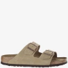 Birkenstock Arizona Slippers In Grey Suede In Beige
