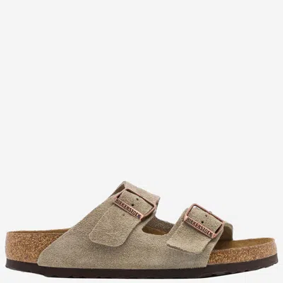Birkenstock Taupe Suede Arizona Slide In Brown
