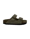 Birkenstock Arizona Suede Slide - Taupe In Gray