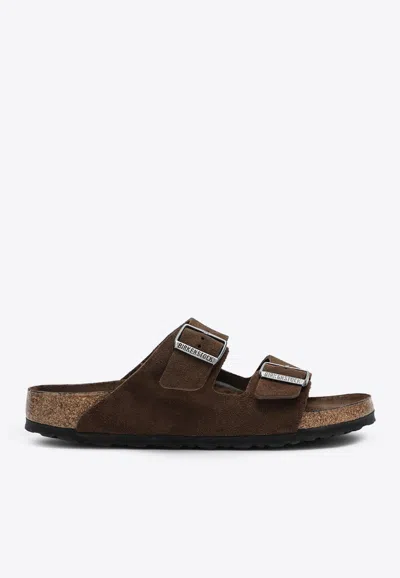 Birkenstock Arizona Suede Slides In Brown