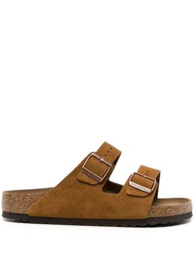 Birkenstock Arizona Suede Slides In Brown