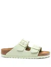 Birkenstock Arizona Suede Soft Footbed Sandals In Green