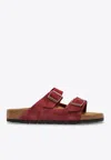 Birkenstock Arizona Suede Slides In Red