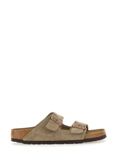 Birkenstock Arizona Sandal With Adjustable Straps In Suede Sand In Brown