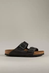 Birkenstock Arizona Double-strap Leather Slides In Grey