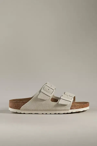 Birkenstock Arizona Suede Soft Footbed Sandals In White