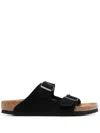 Birkenstock Mens Black Arizona Double-strap Leather Sandals In Black