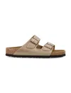Birkenstock Arizona Slippers In Grey Suede In Tabacco Brown