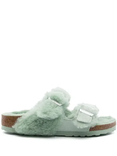 Birkenstock Arizona Teddy Split Slides In Green