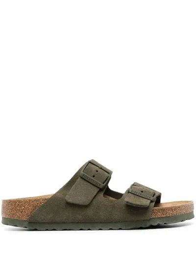 Birkenstock Arizona Thyme, Suede Leather Shoes In Green