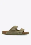 Birkenstock Double Buckle Flat Sole Open Toe Slippers In Green