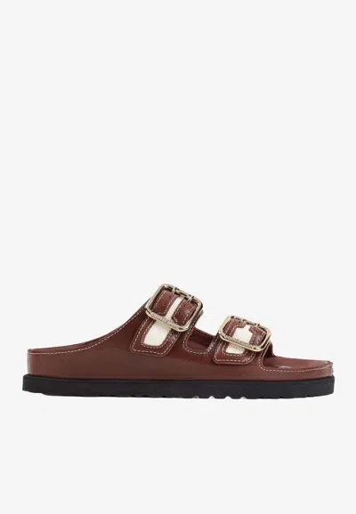 Birkenstock Arizona Two-strap Canvas Sandals In Burgundy