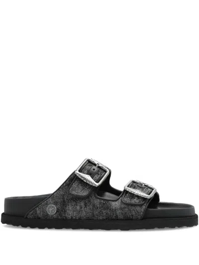 Birkenstock Arizona Velvet Sandals In Black