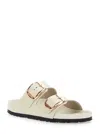 Birkenstock Arizona Lacquer Leather Slides In White