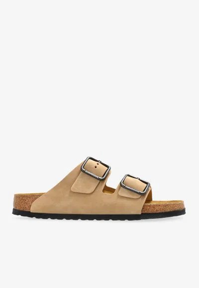 Birkenstock Arizona Wire Buckle Nubuck Leather Slides In Brown