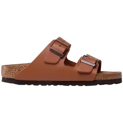 Pre-owned Birkenstock Arizona Women's Natural Leather Sandal (narrow Fit) In Ginger Brown