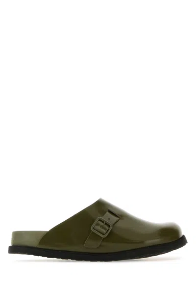 BIRKENSTOCK ARMY GREEN LEATHER 33 DOUGAL SLIPPERS
