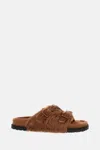 Birkenstock Shearling Sandals In Brown
