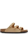 Birkenstock Beige Leather Florida Slippers In Beige