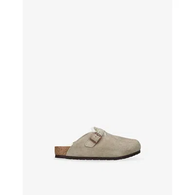 Birkenstock Beige Kids' Boston Suede Clogs Eur 29 / 11 Uk In Neutral