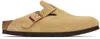 Birkenstock Beige Narrow Boston Soft Footbed Slip-on Loafers In Latte Cream
