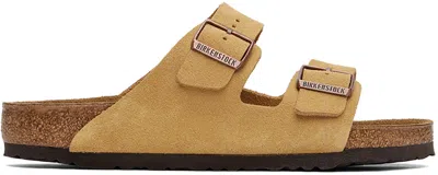 Birkenstock Beige Regular Arizona Sandals In Latte Cream Suede