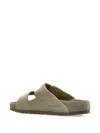 Birkenstock Beige Suede Sandals With Adjustable Straps In Green