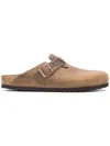 Birkenstock Tabacco Leather Classic Slip-on Shoes In Beige
