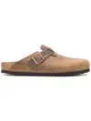 Birkenstock Tabacco Leather Classic Slip-on Shoes In Beige