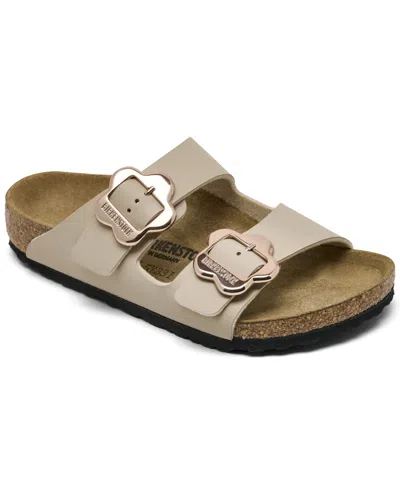 Birkenstock Kids' Big Girls' Arizona Birko-flor Flower Buckle Sandals From Finish Line In Sandcastle