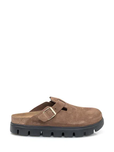 Birkenstock Boston Chunky In Brown Suede In Multi