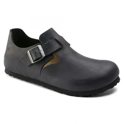 Pre-owned Birkenstock Birkentock Unisex London Clog Black Oiled Leather - 0166541 & 0166543, Black Oil