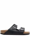 Birkenstock Black 'arizona' Slippers In Leather