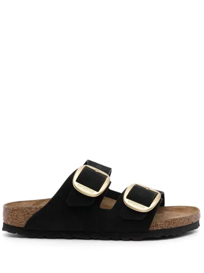BIRKENSTOCK BLACK 'ARIZONA' STRAP-SANDALS WITH GOLDEN-TONE BUCKLE IN LEATHER