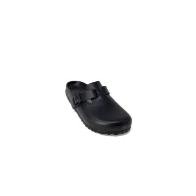 Birkenstock Boston Suede-trimmed Leather Clogs In Black