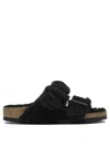 Birkenstock Arizona Teddy Split Suede Sandals In Black