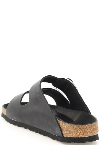 Birkenstock Black Leather Arizona Bs Slippers