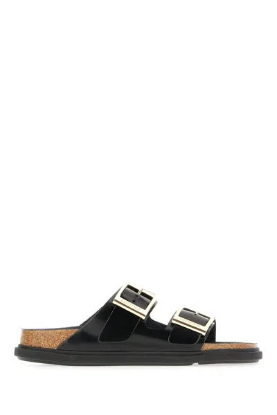 Birkenstock Black Leather Arizona Droplet Sandals