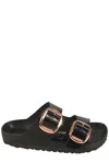 Birkenstock Slide Arizona Big Buckle In Shiny Black Leather