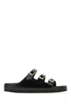 Birkenstock Florida Dbuckle Exquisite Shine Fit S Shoes In Black