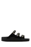 Birkenstock Florida Dbuckle Exquisite Shine Fit S Shoes In Black