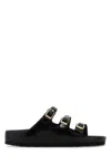 Birkenstock Florida Dbuckle Exquisite Shine Fit S Shoes In Blacknaturallea
