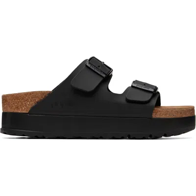Birkenstock Black Narrow Arizona Flex Platform Birko-flor Sandals In Animal Print