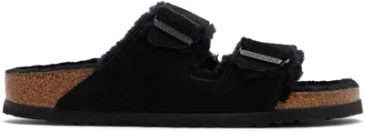 Birkenstock Black Narrow Arizona Shearling Sandals