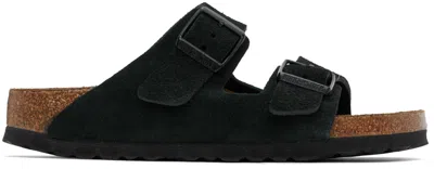 BIRKENSTOCK BLACK NARROW ARIZONA SOFT FOOTBED SANDALS