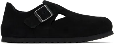 Birkenstock Closed-toe Suede And Leather Flats With Adjustable Strap In Black
